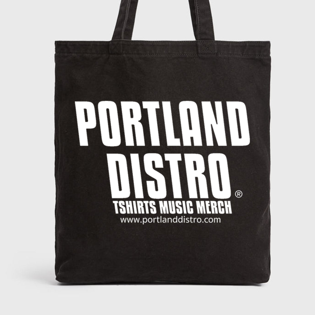 Portland Distro White on Black Tote - PORTLAND DISTRO