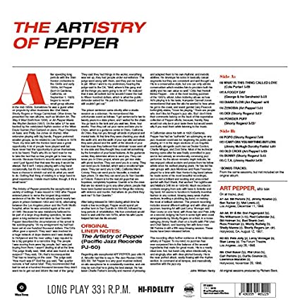 Art Pepper - Artistry Of Pepper [Import] (180 Gram Vinyl, Limited Edition, Remastered) Vinyl - PORTLAND DISTRO