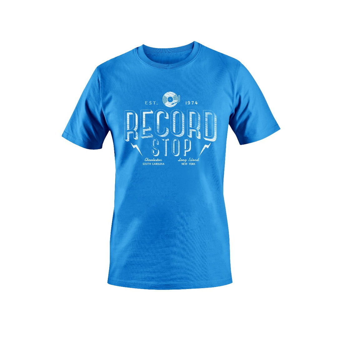 Record Stop CHS - Record Stop Vintage Tee-Light Blue-Large Apparel - PORTLAND DISTRO