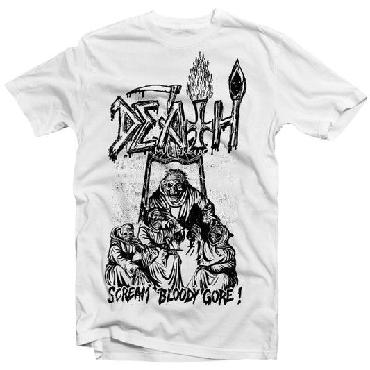 Death - Scream Bloody Gore Line Art White T-Shirt - PORTLAND DISTRO